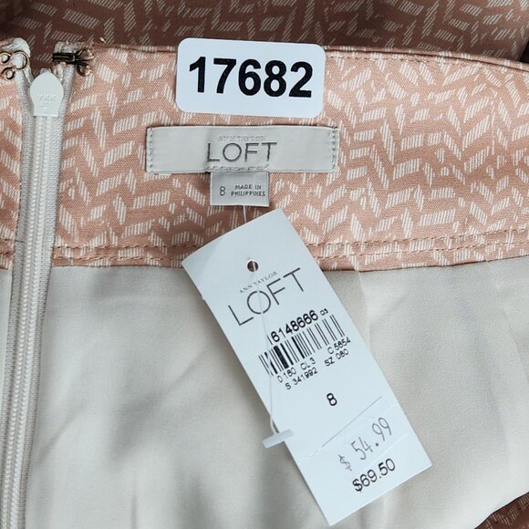 Ann Taylor LOFT Skirt Womens 8 Pink Tan Cotton Blend Pencil Knee Length NEW - Picture 8 of 10